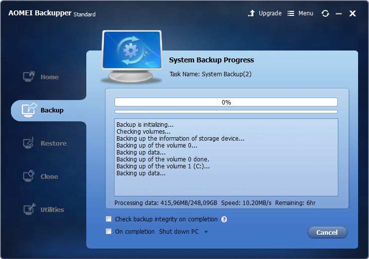 AOMEI Backupper free backup software review, backup test, fast backup software