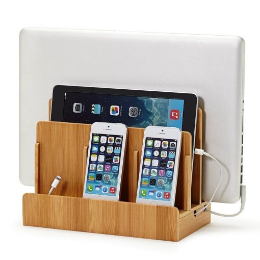 G.U.S. Multi-Device Charging Station Dock & Organizer - Multiple Finishes Available. For Laptops, Tablets, and Phones - Strong Build, Eco-Friendly Bamboo