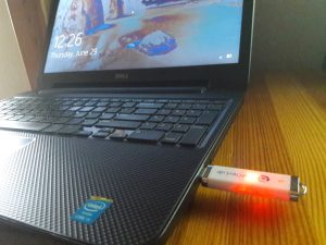 Flash drive plugged in laptop