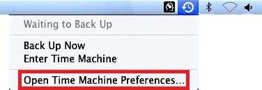 Apple Time Machine for Mac walkthrough tutorial, open preferences