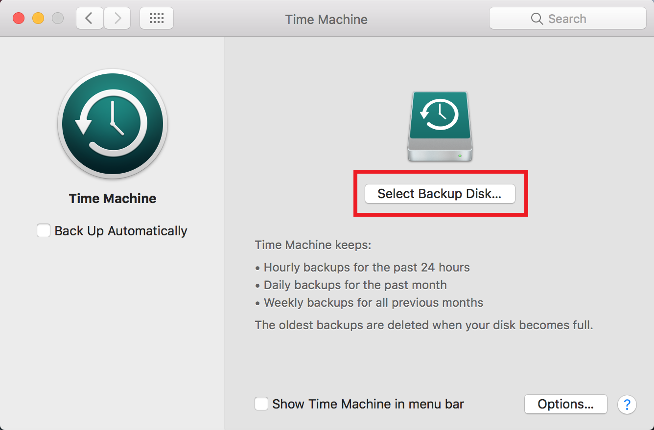 Apple Time Machine for Mac walkthrough tutorial, select backup disk