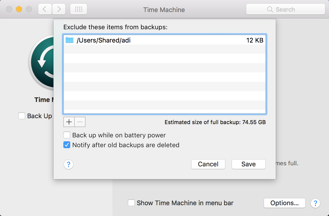 Apple Time Machine for Mac walkthrough tutorial, exclude folders from backups