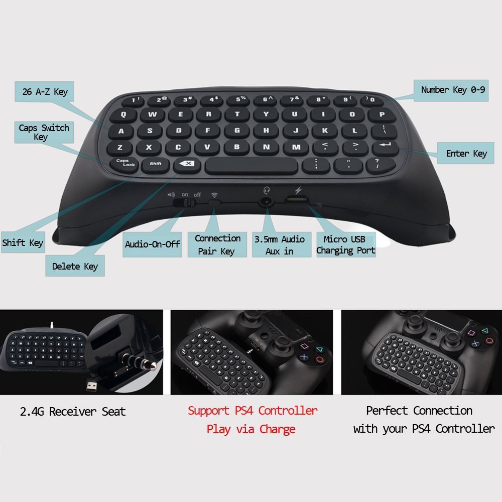 Joso Full QWERTY Messaging Chatpad for the PS4 features