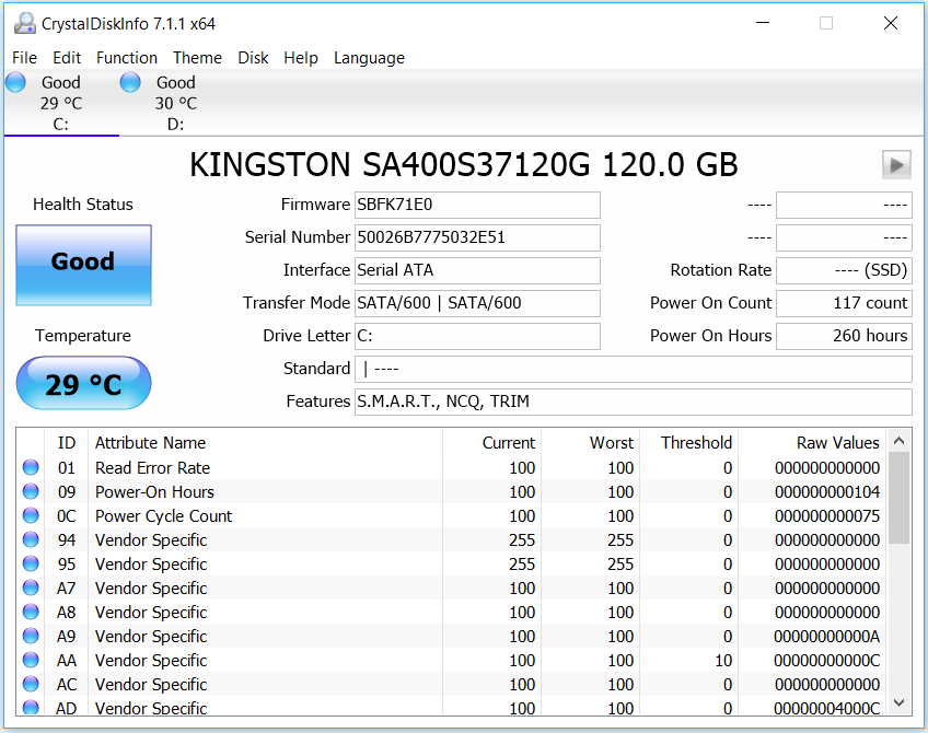 crystaldiskinfo ssd health