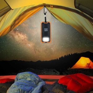 Solar power bank in tent