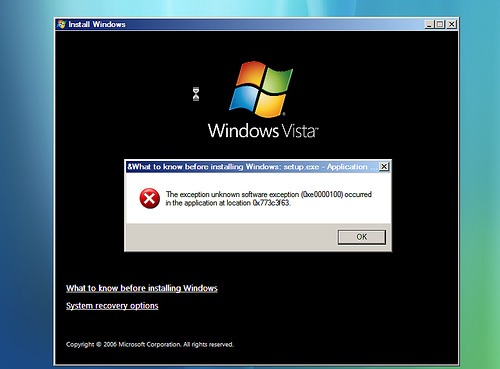 error from windows vista