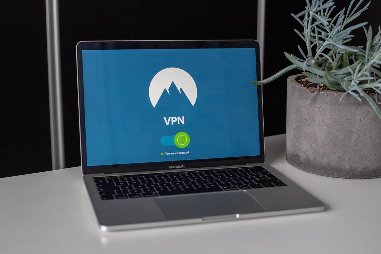 Laptop showing VPN on its screen