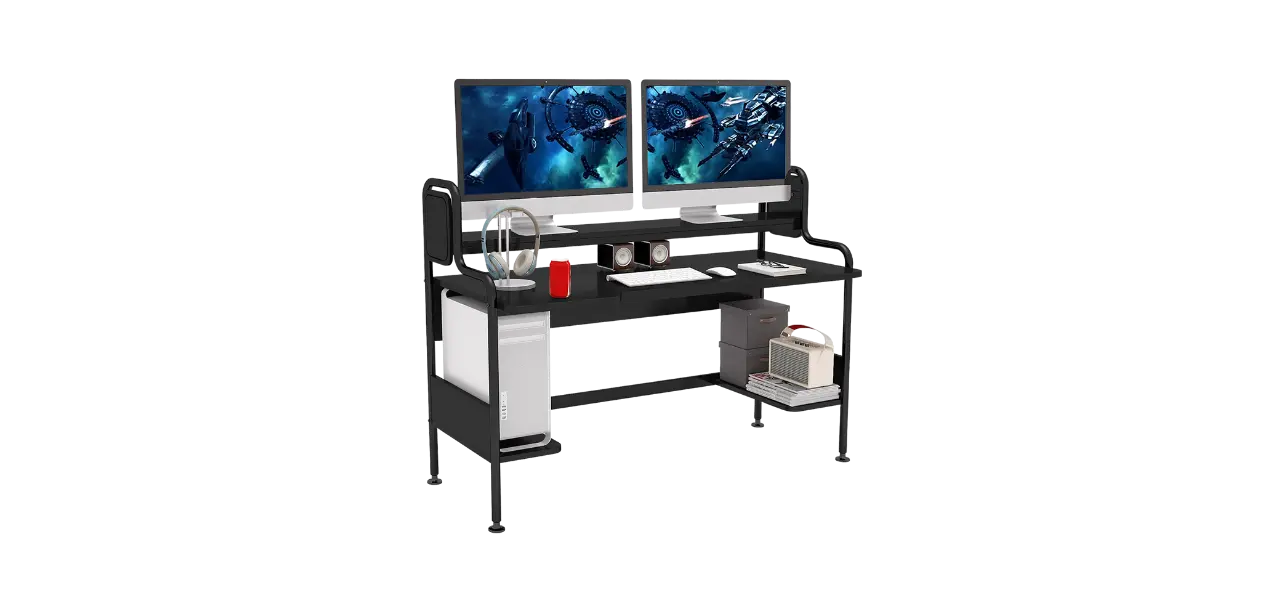 Tribesigns Gaming Desk with Monitor Shelf